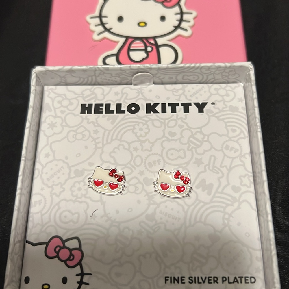 Hello Kitty Silver and Red Jewelry Earrings
